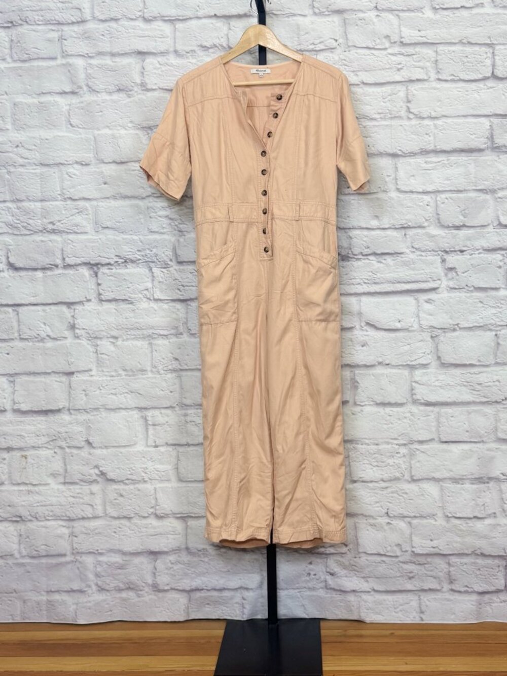 Madewell Peach Topstitched Coverall Jumpsuit